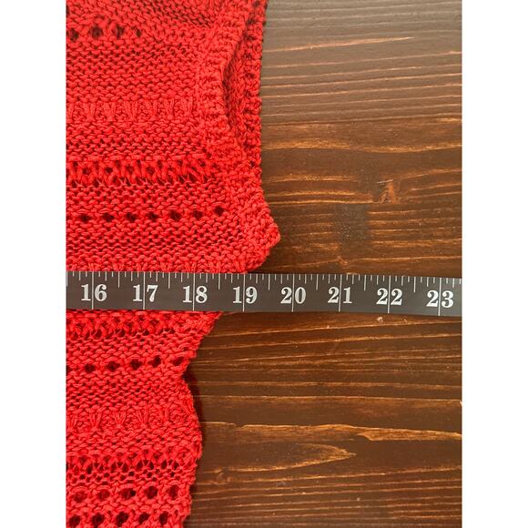 Lauren Ralph Lauren Open Knit Sweater Top PXS Red Short Sleeve Preppy Streetwear - Picture 9 of 11